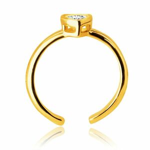 14K arany fülpiercing – gyűrű egy szív alakú foglalatban elhelyezett cirkóniával díszítve kép