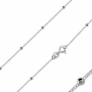 925 Ezüst nyaklánc - lánc kerek láncszemekből, fényes gyöngyökkel kép