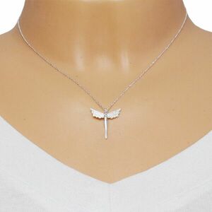 925 ezüst nyaklánc - egy angyal alakja, szárnyai átlátszó cirkóniával kirakva kép