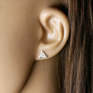 925 ezüst fülbevaló, háromágú kelta csomó, tiszta cirkóniákból készült díszített vonalak kép