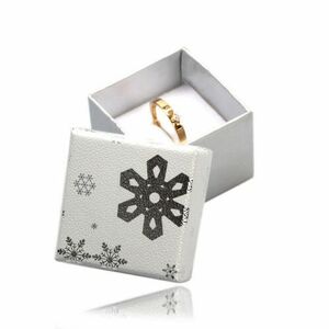 Ajándék doboz fülbevalóhoz vagy gyűrűhöz - téli motívum, fehér-ezüst színkombináció, hópihék kép