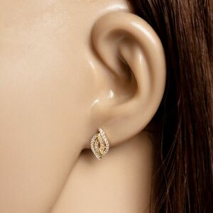 14K arany fülbevaló - hullámos szemcsék, cirkóniákkal kirakva kép