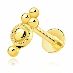 585 sárga arany ajak- és áll piercing - gyűrű díszítő szegéllyel, gyöngyökkel kép