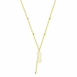 925 ezüst nyaklánc - arany színű, "Végtelen" szimbólum, vékony lánc, gyöngyök kép