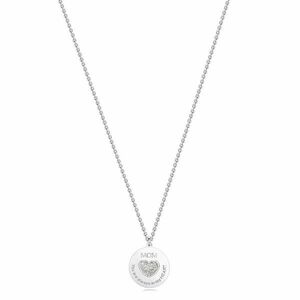925 ezüst nyaklánc - fényes kör , csillogó szív felirattal, "MOM" kép