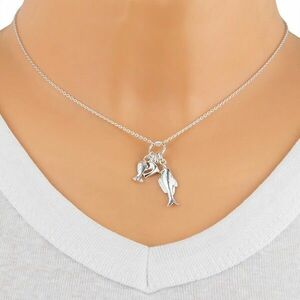 925 ezüst nyaklánc - medál hallal, delfinnel, vékony lánccal kép