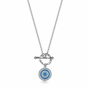 925 ezüst nyaklánc - gyűrű átlátszó és kék cirkóniákkal, nem átlátszó virág türkiz cirkóniákkal kép