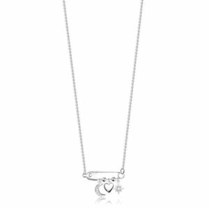 925 Ezüst nyaklánc - biztosítótű, félhold, sima szív, csillag, cirkóniák kép
