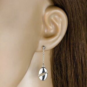 925 ezüst fülbevaló - gyöngy, fekete briliáns, ovális, kivágással, stekkerzárral kép