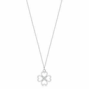 925 ezüst nyaklánc - szív négylevelű lóhere átlátszó gyémánttal kép
