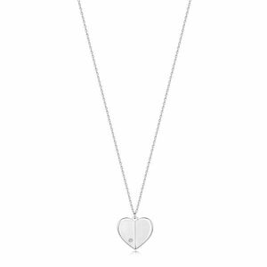 Gyémánt nyaklánc 925 ezüstből - szív magasított oldalakkal, kerek briliánssal kép