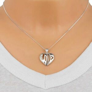 925 Ezüst nyaklánc – domború szív, LOVE felirattal kép