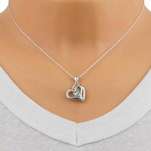 925 ezüst nyaklánc - aszimmetrikus szív a váll egy részével, világoskék szív cirkónia kép