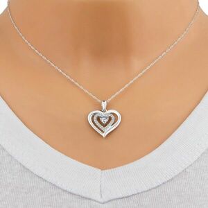 925 ezüst nyaklánc – hármas szív, szív alakú cirkónia, kerek cirkóniák kép