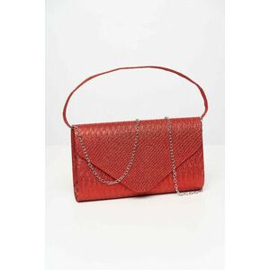 Piros alkalmi boríték táska csillogó díszítésekkel és eltávolítható vékony láncal kép