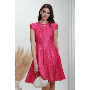 Pink szaténos anyagból harang alakú ruha oldalt zsebekkel és fém lánccal ellátva kép