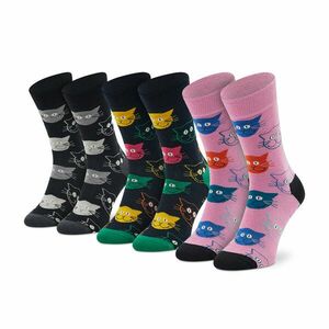3 pár uniszex hosszú szárú zokni Happy Socks XMJA08-0150 Fekete kép