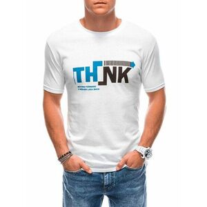 LegyFerfi Trendi fehér póló felirattal Think S1898 kép