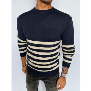Dstreet Trendi sötét kék csíkos pulóver kép