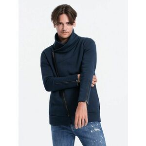 Ombre Clothing Trendi sötét kék pulóver dísz cipzárral LONDON B1362 kép