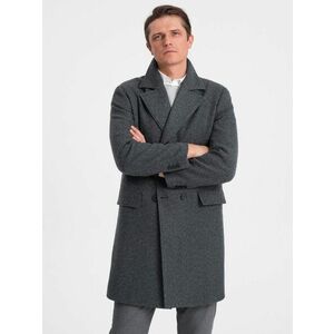 Ombre Clothing Téli grafit szürke kétsoros férfi kabát V2 OM-COWC-0107 kép