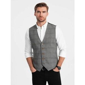 Ombre Clothing Elegáns grafit szürke káró mintás mellény V2 BLZV-0123 kép