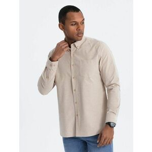 Ombre Clothing Lezsér bézs színű ing zsebbel V1 SHOS-0153 kép