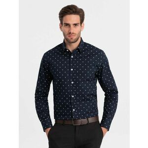 Ombre Clothing Érdekes sötét kék ing trendi mintával V2 SHCS-0156 kép