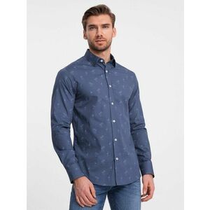 Ombre Clothing Érdekes sötét kék ing trendi mintával V5 SHCS-0156 kép