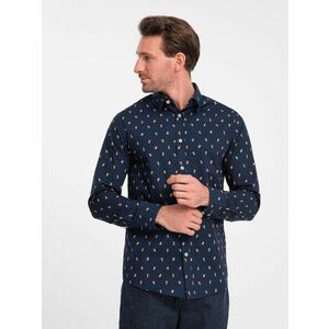 Ombre Clothing Érdekes sötét kék ing trendi mintával V3 SHCS-0151 kép