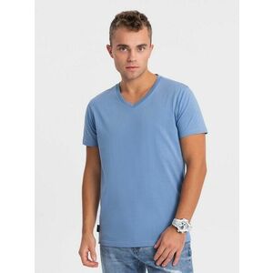 Ombre Clothing Kék pamut póló V-nyakkivágással V5-TSBS-0145 kép