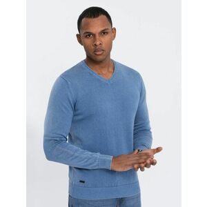 Ombre Clothing Kék pulóver V-nyakkivágással V4 SWOS-0108 kép