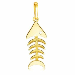 14K arany medál - hal csontváz szemmel, fényes és tükörsima felület kép