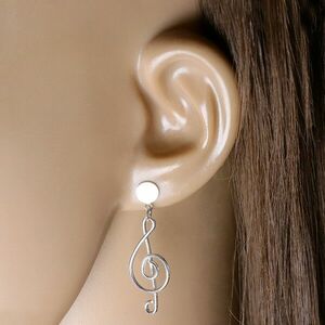 Beszúrós fülbevaló 925 ezüstből - zenei motívum, violinkulcs kép