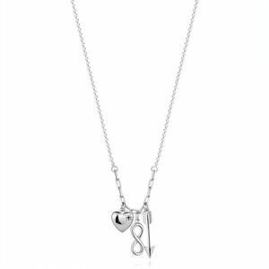 925 ezüst nyaklánc - fekete briliáns, szív, végtelen szimbólum, nyíl kép