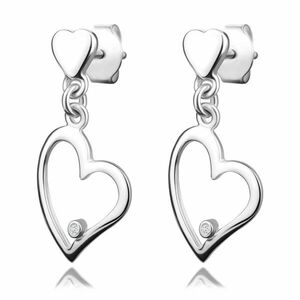 925 ezüst gyémánt fülbevaló - szívek átlátszó briliánsokkal, stekkerzárral kép