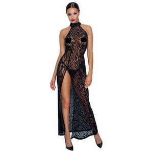 Noir - tigriscsíkos, sliccelt, hosszú ruha (fekete) kép
