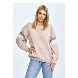 Rózsaszín női pulóver csíkokkal kép