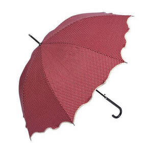 CLEEF.JZUM0058R Pöttyös esernyő hullámos szélű, átmérő 98cm, piros kép