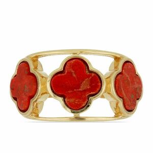 Arannyal Bevont Ezüst Gyűrű Vörös Szivacs Korallal, Méret: 59-58 kép