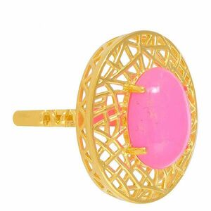 Arannyal Bevont Ezüst Gyűrű Etiópiai Neon Pink Opállal, Méret: 57-56 kép