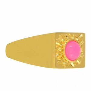 Arannyal Bevont Ezüst Gyűrű Etiópiai Neon Pink Opállal, Méret: 62-63 kép