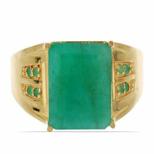 Arannyal Bevont Ezüst Gyűrű Brazil Smaragddal, Méret: 54-55 kép