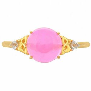Arannyal Bevont Ezüst Gyűrű Etiópiai Neon Pink Opállal és Fehér T... kép