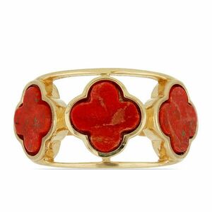 Arannyal Bevont Ezüst Gyűrű Vörös Szivacs Korallal, Méret: 54-55 kép