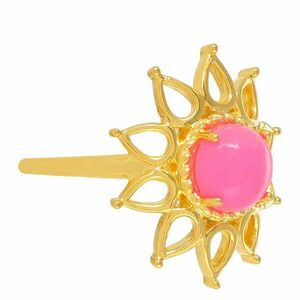 Arannyal Bevont Ezüst Gyűrű Etiópiai Neon Pink Opállal, Méret: 57-56 kép