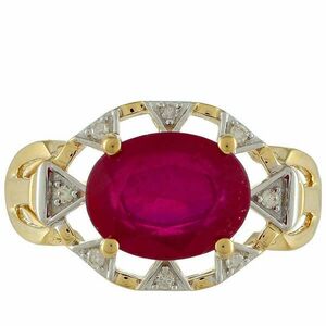 Arany Gyűrű Thai Rubinnal és Fehér Gyémánttal, Méret: 54-55 kép
