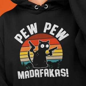 Pew pew madafakas pulóver - egyedi mintás, 4 színben, 5 méretben kép