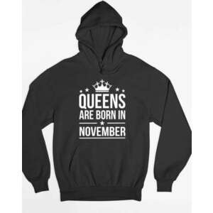 Queens are born in november fehér kapucnis pulóver - egyedi mintá... kép