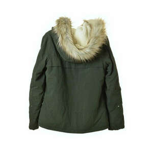 QS sötétzöld, műszőrmés női téli kabát – M kép